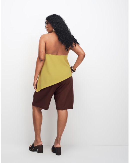 ASOS White Curve Tailored Bermuda Shorts With Linen