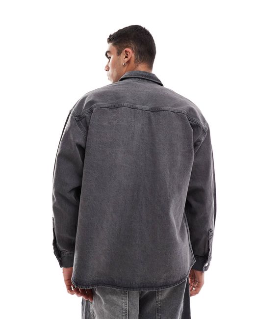 Jack & Jones – oversize-hemdjacke aus schwerem denim in Blue für Herren