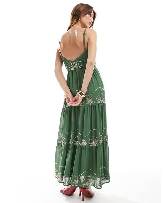 Maya Green Embellished Cami Midaxi Dress