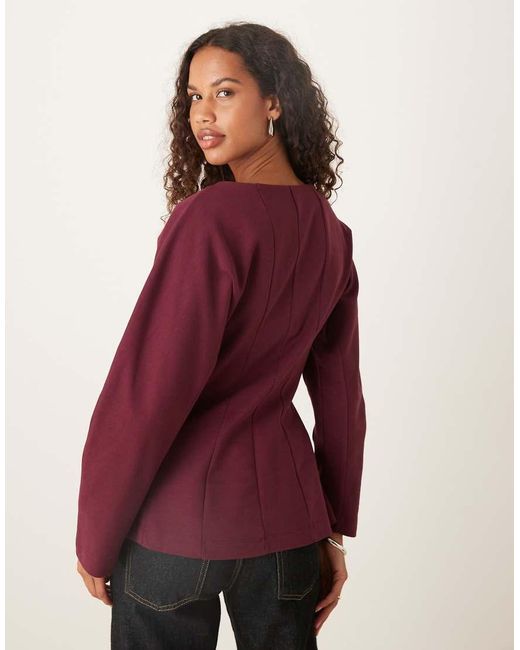 ASOS Red Seam Detail Waisted Long Sleeve Tee