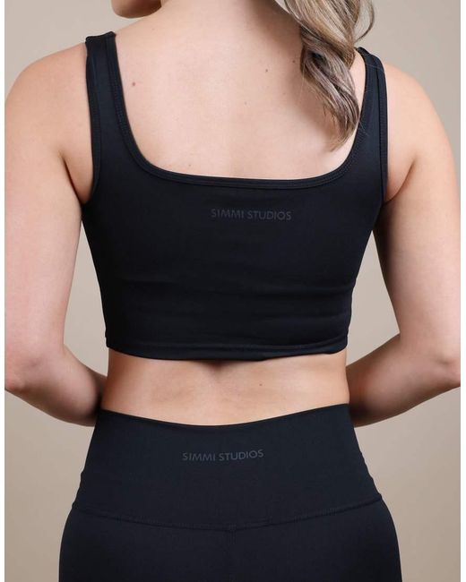 SIMMI Blue Square Neck Cropped Tank Top