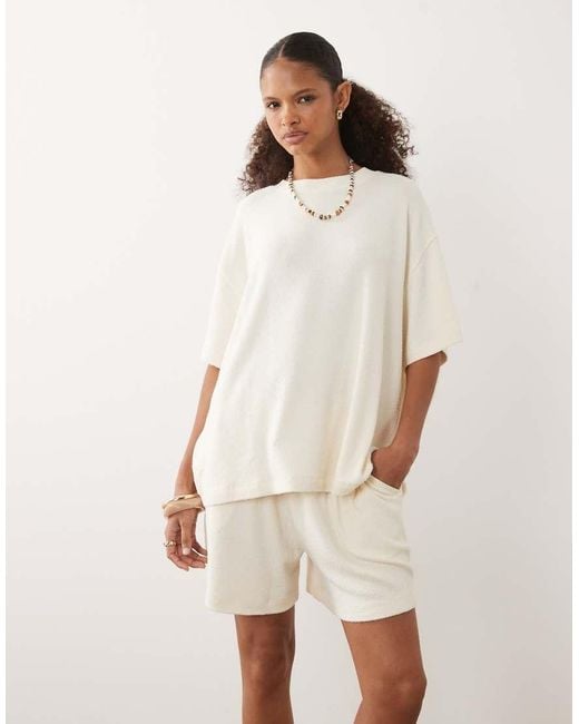 ASOS Natural Textured Knit Runner Shorts