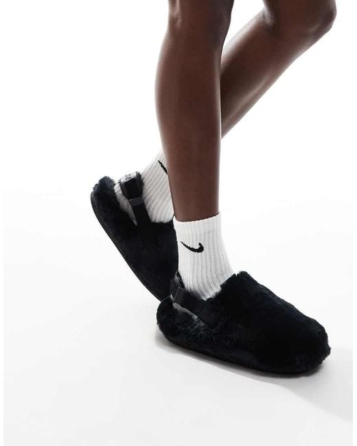 Nike Black Fluffy Calm Mules