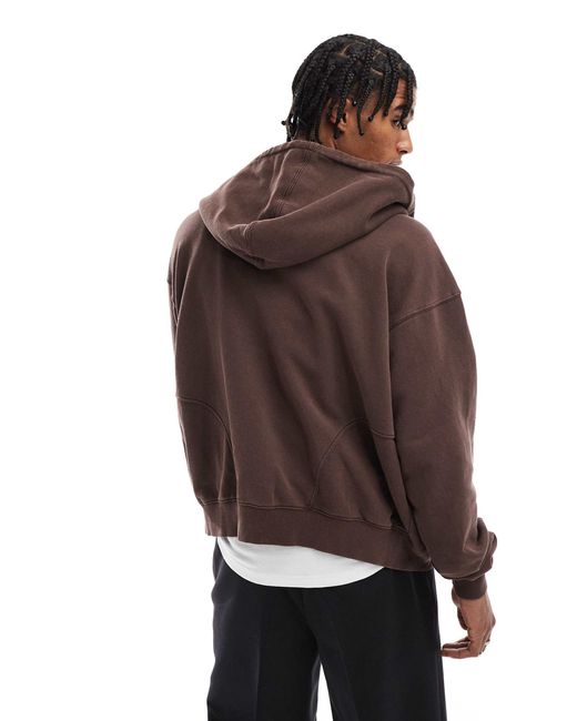 Cotton On Brown Cotton On Cropped Zip Up Hoodie for men