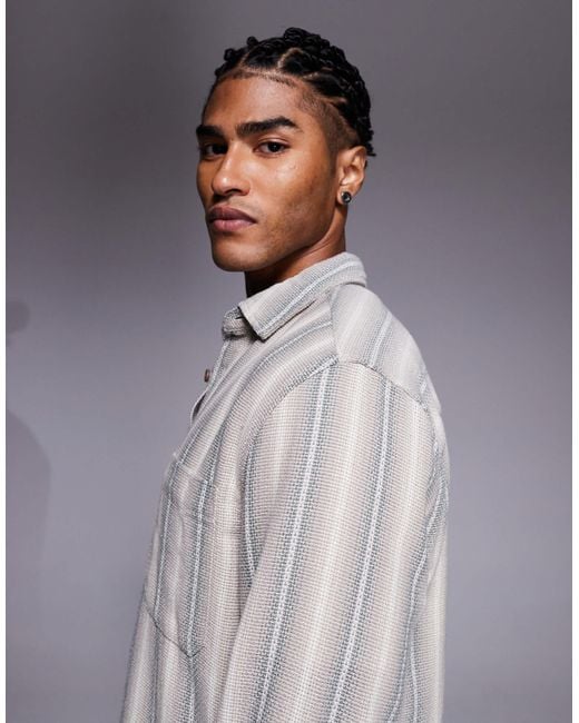 ASOS Gray Overshirt Basket Weave Shirt for men