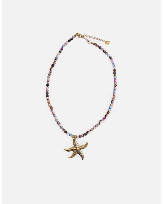 Public Desire White Coloured Beaded Starfish Detail Necklace