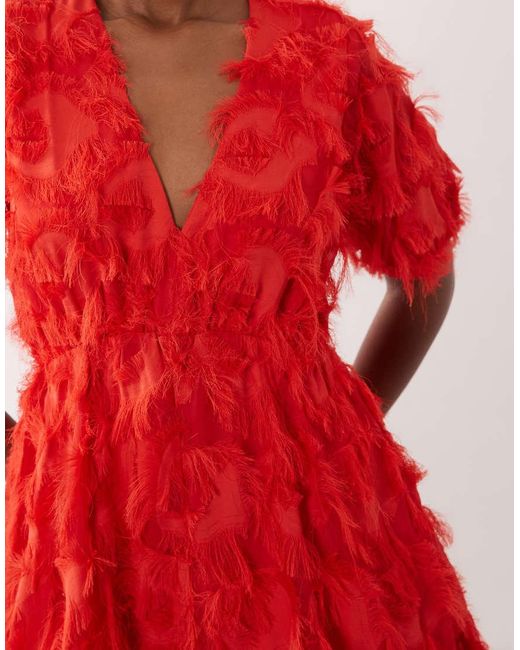 Y.A.S Textured V Neck Midi Dress