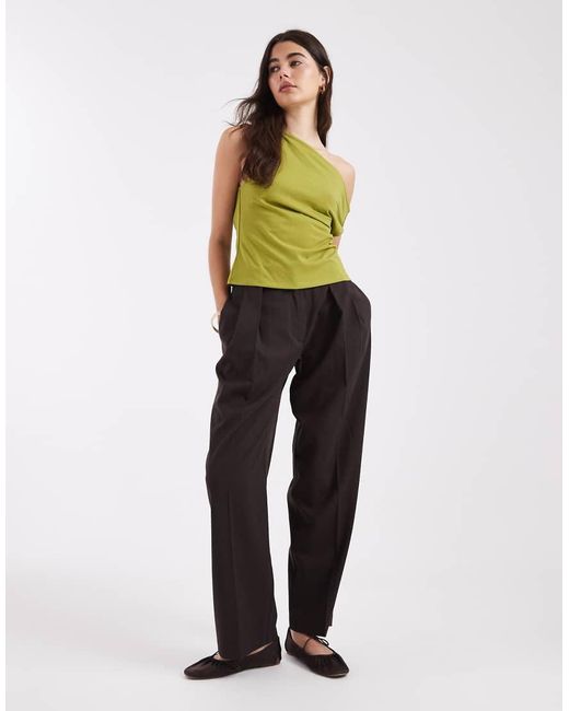 ASOS Green Cotton Off Shoulder Top