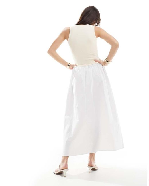4th & Reckless Maxi Jurk Met Verlaagde Taille En Racerhals in het White