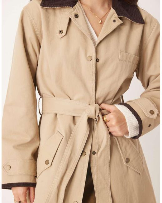 Abercrombie & Fitch Natural Waxed Cotton Maxi Trench Coat