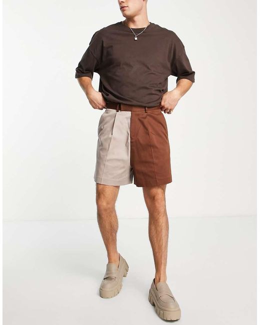 Bermudas De Vestir Marrones Con Diseño Dividido De ASOS de hombre de color Brown