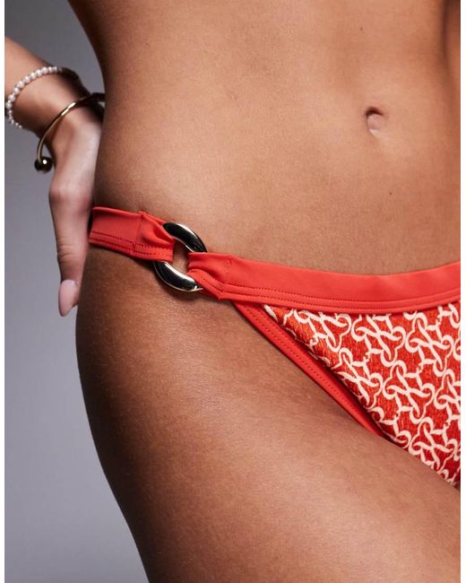 River Island Red Monogram Bikini Brief