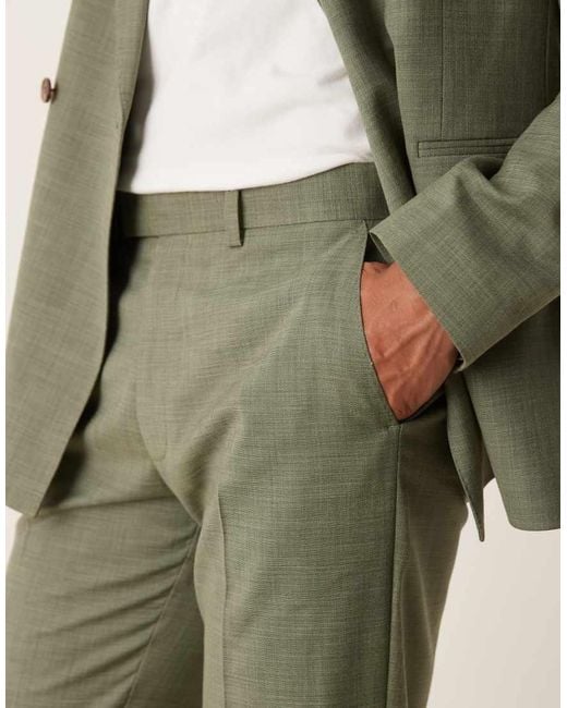ASOS Natural Straight Leg Suit Trousers for men