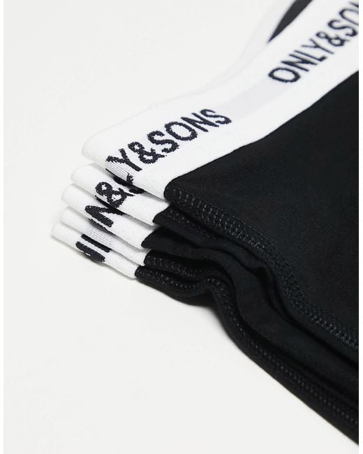 Only & Sons Black 5 Pack Trunks for men