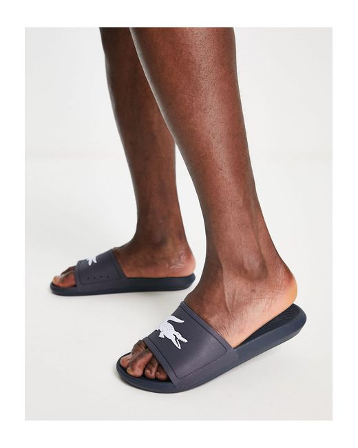Lacoste Croco Sliders in Navy (Blue) for Men | Lyst