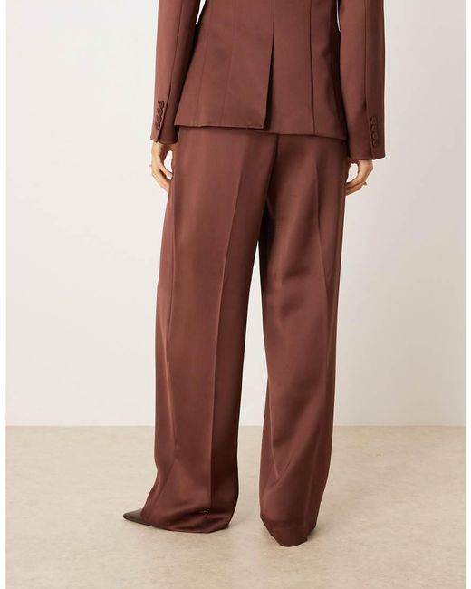 Mango Brown Gilda Satin Tailored Trouser Co-ord