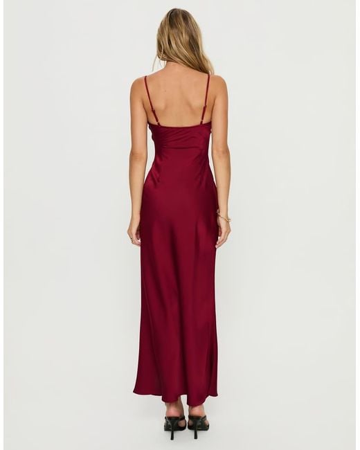 Princess Polly Red Engracia Satin Sequin & Bead Detail Cami Square Neck Maxi Dress