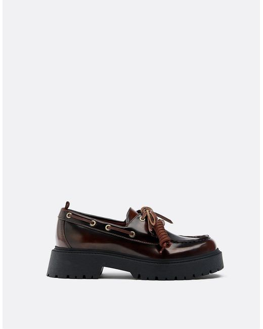 Stradivarius White Platform Boat Shoes