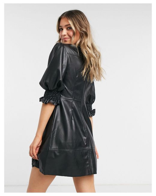 Topshop black leather dress sale