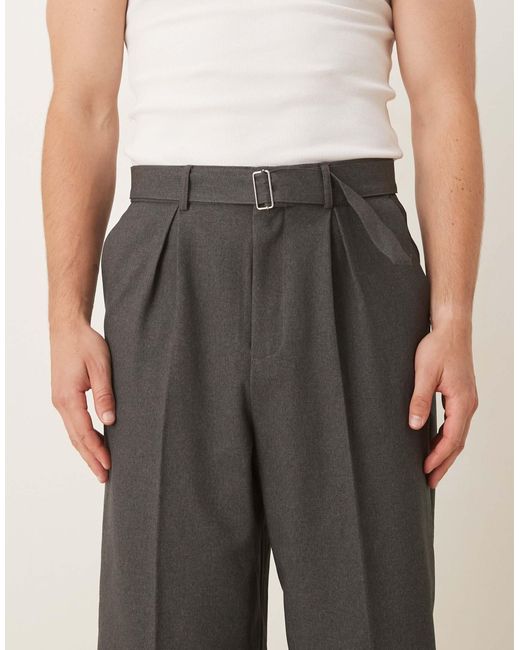 Pantalon ample et élégant avec pinces à l'avant et ceinture - anthracite ASOS pour homme en coloris Natural