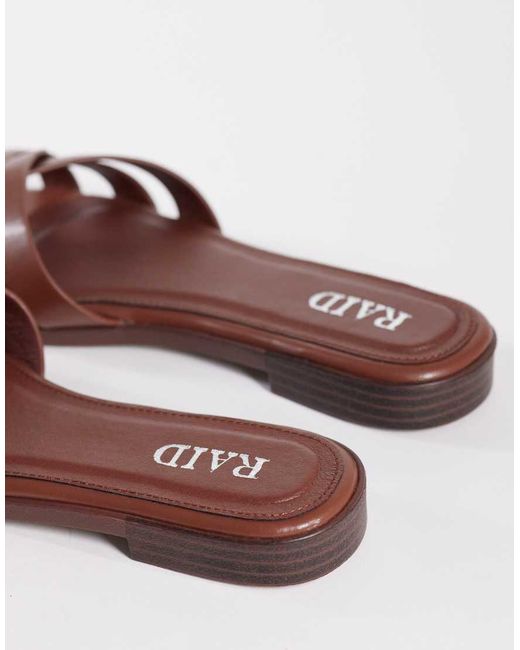 Raid Wide Fit Brown Toffee Flat Sandal Slides