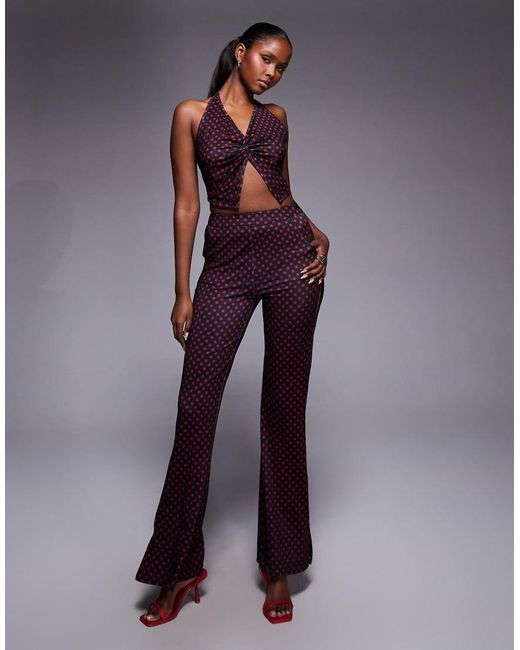 Liquor N Poker Purple Dazed Mid Rise Flare Trouser Co-Ord