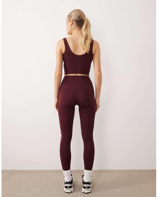 Adidas Originals Red Three Stripes Studios Crossover Waistband Leggings