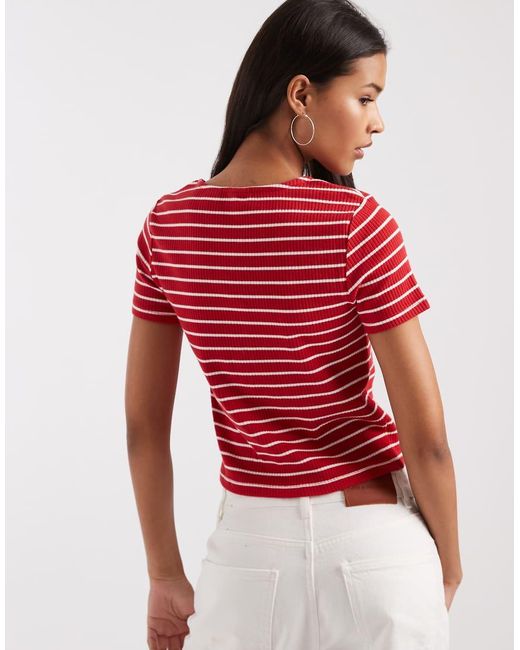 Levi's Red Muse Button Down Rib Jersey Top
