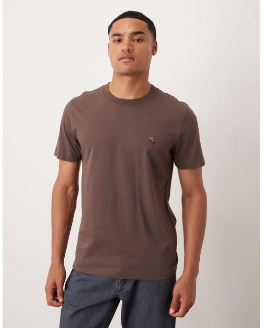 Abercrombie & Fitch Brown Short Sleeve Chest Logo T-Shirt for men