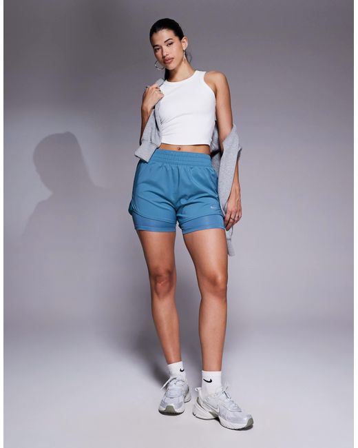 Nike Blue Nike One Training High Rise 3 Inch Shorts