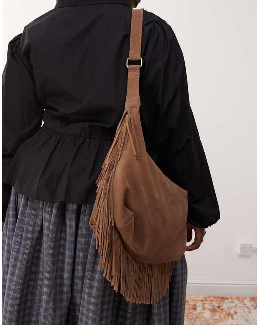Barney's Originals Black Suede Fringe Bag