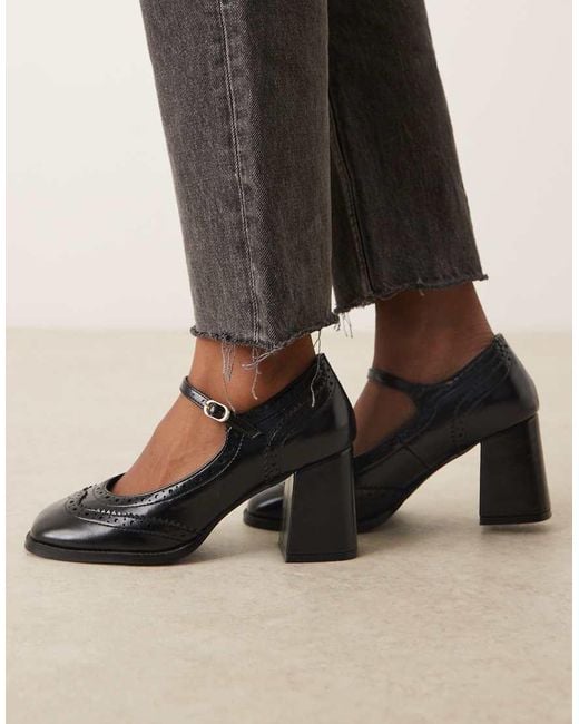 Glamorous Black Block Heeled Mary Jane Shoes