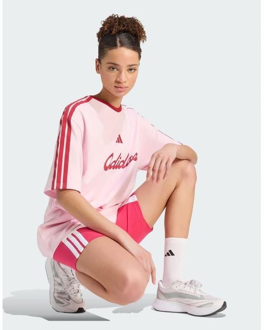 Adidas Originals Red Adidas Sportswear Lux Tiro Loose Graphic T-Shirt