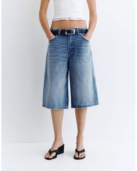 Pull&Bear Jort Met Lage Taille in het Blue