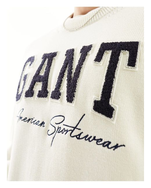 Gant Black Collegiate Logo Relaxed Fit Cotton Knit Jumper for men