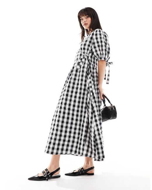 ASOS White Wrap Midi Smock Dress