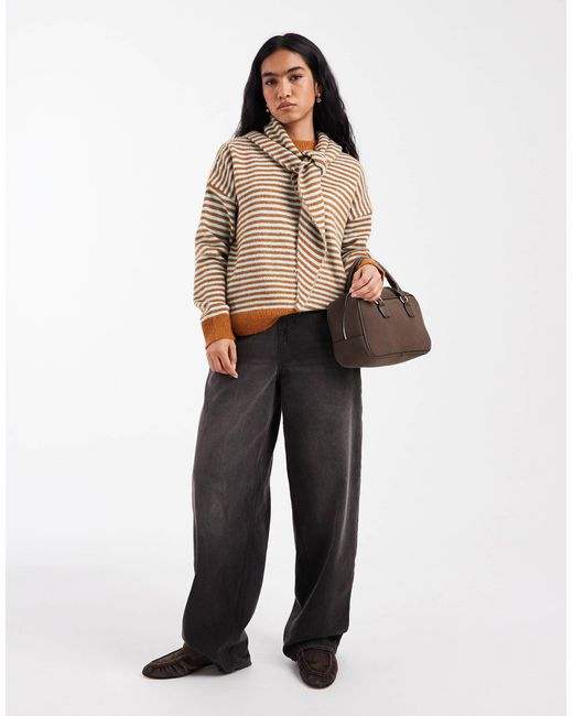 ASOS Brown – fein gestreifter strickpullover