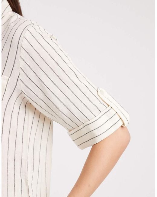 Aware Natural Linen Blend Sleeve Detail Safari Shirt Co-Ord