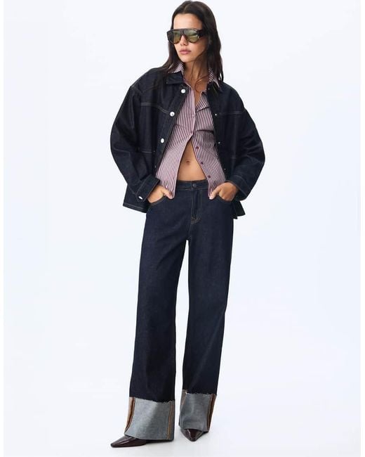 Stradivarius Purple Basic Striped Fitted Shirt