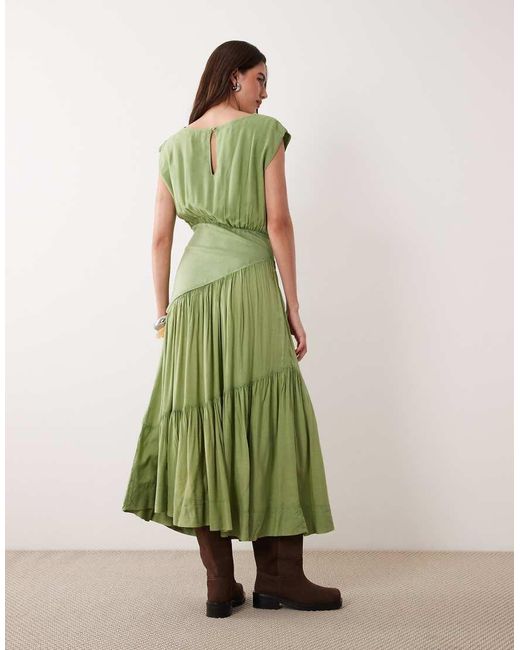 ASOS Green Sleeveless Slash Neck Hybrid Maxi Dress