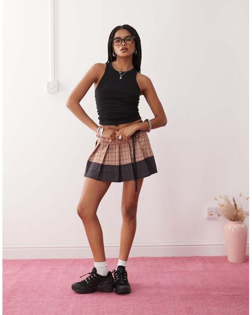 Collusion Gray Pleated Micro Skirt