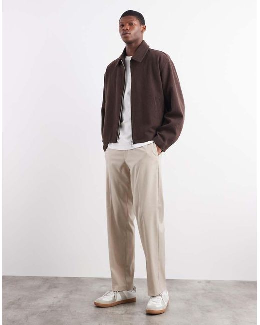 ASOS Harrington Jack Met Wol-Look in het Brown voor heren