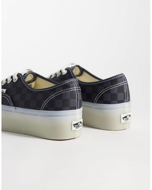 Vans Blue Authentic stackform sneaker mit schachbrettmuster