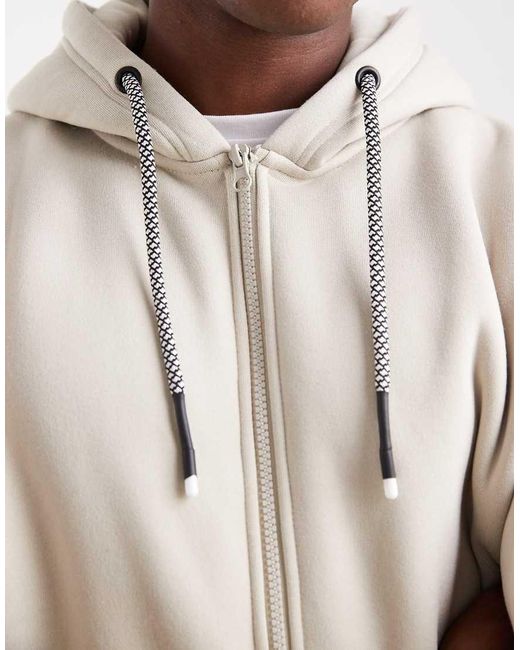 Brave Soul Natural Zip Through Hoodie With Drawcords for men