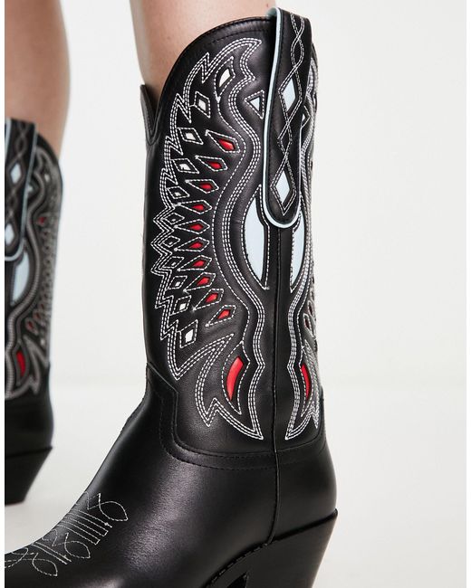 Steve Madden Black Weslynn Vintage Style Western Boots