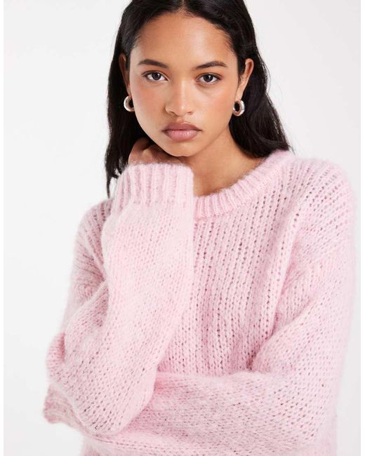 Pieces Pink Chunky Knitted Jumper