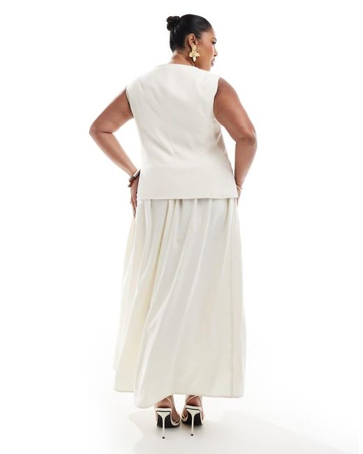Renee Studio White Plus Exclusive Tailored Waistcoat Maxi Dress