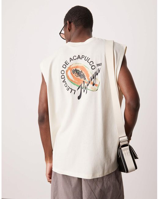 ASOS – locker geschnittenes tanktop in Natural für Herren