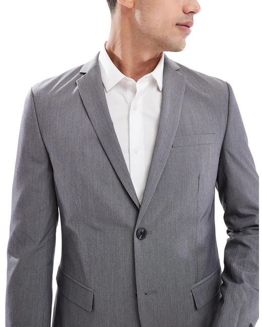 Jack & Jones Gray Super Slim Fit Suit Jacket for men