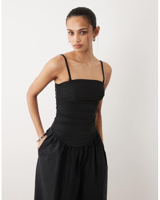 Cotton On Black Romee Shirred Side Maxi Dress